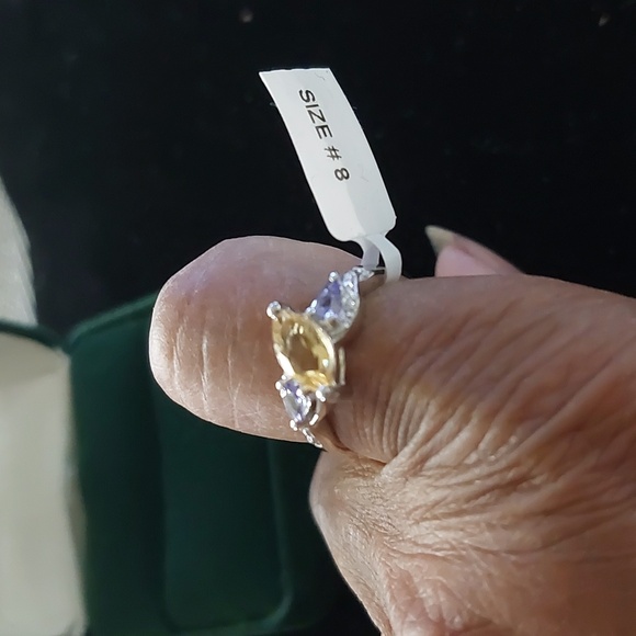 Sterling Silver Genuine Citrine and Tanzanite  Sz 8 Ring  1.28 Carat - Picture 3 of 11